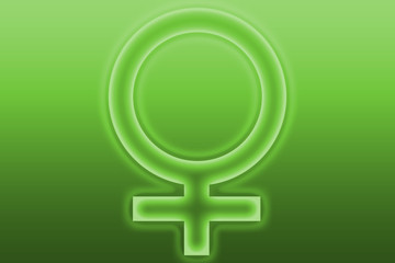 Obraz premium Símbolo de la mujer sobre fondo verde.