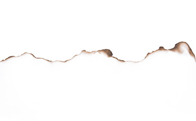 Paper burned old grunge on white background with clipping path.