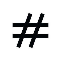 hashtag icon, social trend. black vector symbol of 