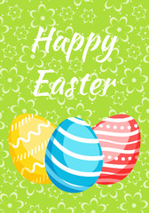 Happy Easter greeting card with сolorful eggs