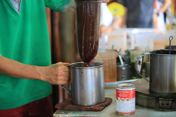 thailand style pulled tea on the street in bangkok