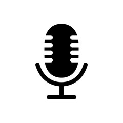 Microphone Icon Vector flat illustration, glyph style design isolated