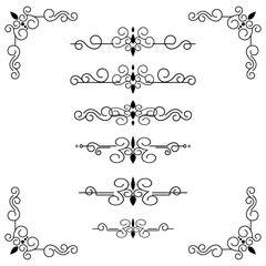 Classic ornament frame, vintage border set Premium Vector