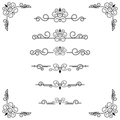 Classic ornament frame, vintage border set Premium Vector