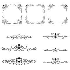 Classic ornament frame, vintage border set Premium Vector