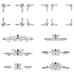 Classic ornament frame, vintage border set Premium Vector