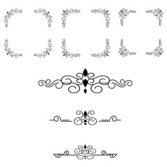 Classic ornament frame, vintage border set Premium Vector