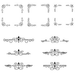 Classic ornament frame, vintage border set Premium Vector