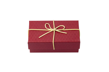 Red gift box and 100 US Dollars isolated on a white background. Isolated on white with clipping path.
