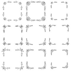 Classic ornament frame, vintage border set Premium Vector