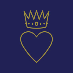  Heart and gold crown monarchy traditional victorian symbol love  © Irina