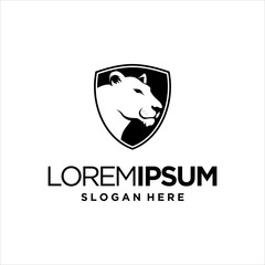 lion head logo and vector shield