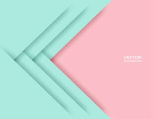 Abstract. Colorful pastels pink ,mint green geometric shape overlap background. paper art style ,light and shadow. vector.
