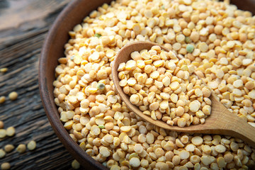 dry green peas in a plate