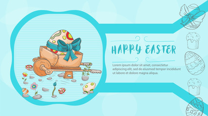 Easter banner 4 with text for greeting in style childrens Doodle