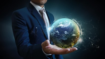 The global network in the hands business people. - Powered by Adobe