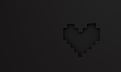 3D render pixel heart background wallpaper