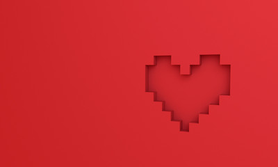 3D render pixel heart background wallpaper