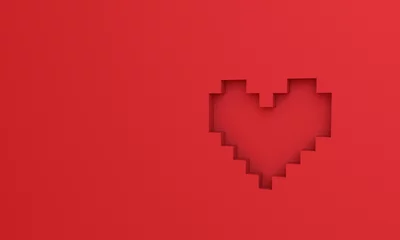 Fotobehang 3D render pixel heart background wallpaper © Camelt studio