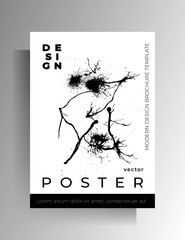 Monochrome design of cover, poster, flyer with ink spots. Hand drawn vector illustration.