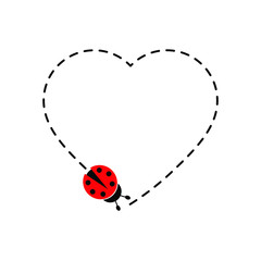 ladybug   path. ladybug   fly  heart route. heart path vector icon © veronchick84