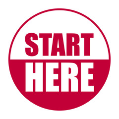 red vector banner start here