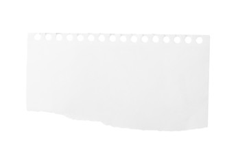 Piece of blank notebook paper isolated on white. Space for design