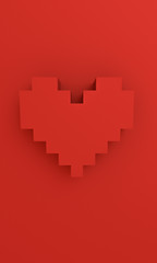 Fototapeta premium 3D render pixel heart background wallpaper