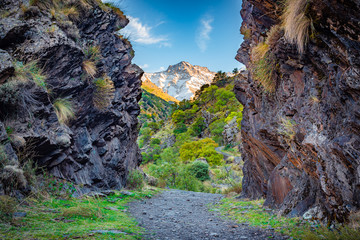 Vereda de la estrella in autumnGüéjar-Sierra, Spain - October 27, 2019. Beautiful view from the...