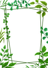 Frame of sprigs with green leaves.