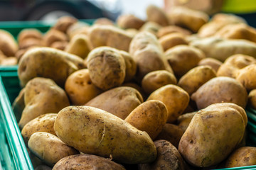 closeup shoot to good looking many different shaped potatoes