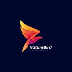 Vector Logo Illustration Abstract Flying Bird Animal Stacked Shape Colorful Style