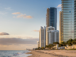 Panorama of Sunny Isles Beach city in Greater Miami area, Florida, USA.