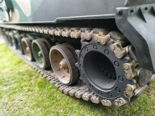 Close-up on tank caterpillar. - 314906207