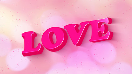 illustration of Happy Valentine day social media text banner. Love animated motion graphic text glow shadow from bokeh shine to with pop pinks colors in the background.screen in a trendy simple post.