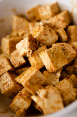 TOFU IN WHITE BOWL