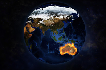 View of Australia from space with terrible fire. Elements of this image furnished by NASA