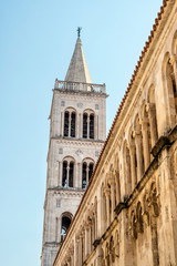 Fototapeta na wymiar Bell tower, Cathedral of St. Anastasia, Zadar, Croatia