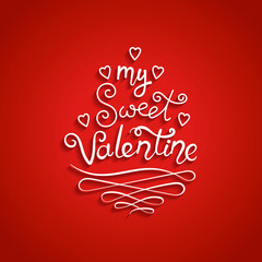 Valentine card with romantic calligraphy text
