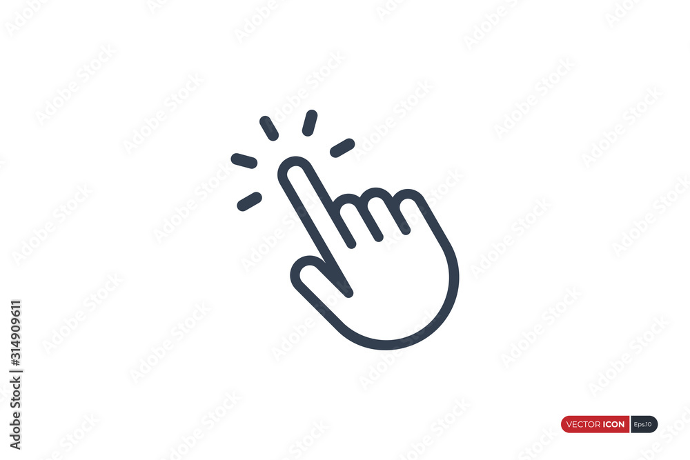 Poster click icon. clicking finger hand pointer isolated on white background. flat vector icon design templ