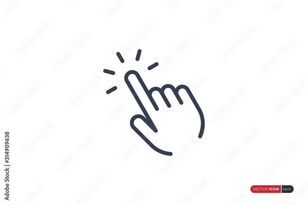 Poster click icon. clicking finger hand pointer isolated on white background. flat vector icon design templ