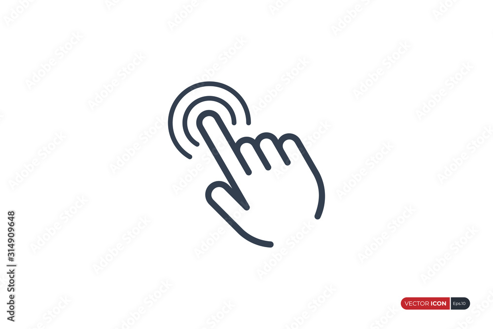 Poster click icon. clicking finger hand pointer isolated on white background. flat vector icon design templ