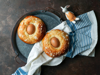 mona de pasqua, typical spanish pastry with egg for easter