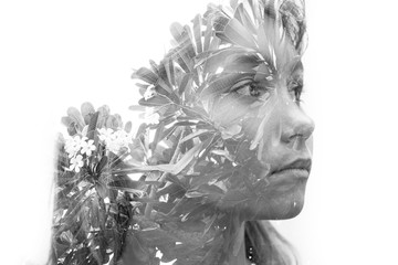 Creative surreal double exposure portrait