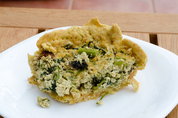 Vegan salty cake with tofu asparagus and other vegetables, Easy Quiche 