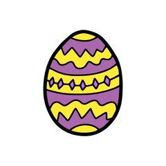 Easter hand drawn decorative ornate egg isolated on white background. Doodle cute vector