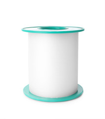 Medical sticking plaster roll isolated on white