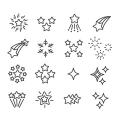Set of star or sparkling and twinkling icon isolated. Modern outline on white background