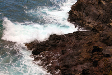 Waves hitting the rocks