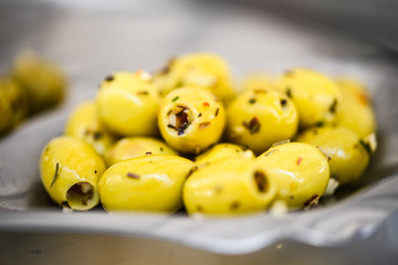 mix olives close up within the french market